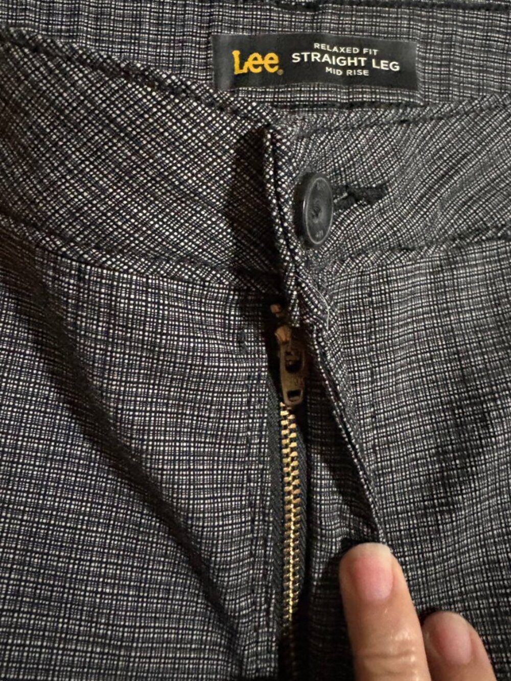 Lee Straight Leg Dress Pants Size 10 Black Micro Check Mid Rise Stretch Career - Picture 4 of 8